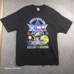 NFL Super Bowl‎ XLV Steelers vs Packers Men's Double Sided T-Shirt Size XL